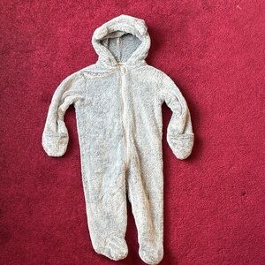 First Impressions Soft Gray Hooded Footie
